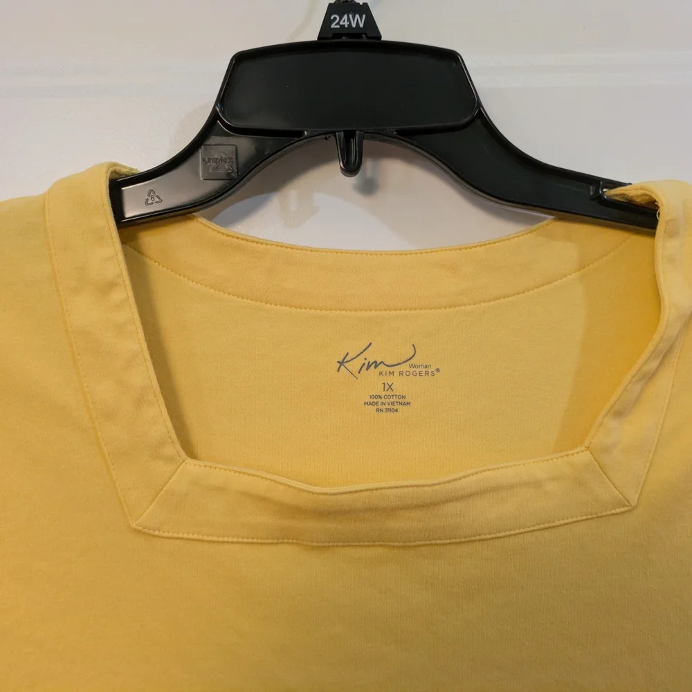Kim Rogers Yellow Square Neck Short Sleeve Tee - Picture 2 of 11